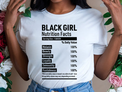 Black Girl Nutrition Facts SVG Design