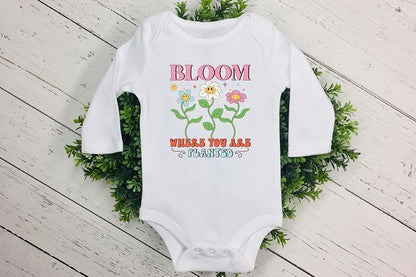 Bloom Where You're Planted, Retro Spring PNG