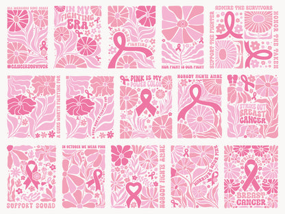 Boho Floral Breast Cancer Awareness SVG Bundle
