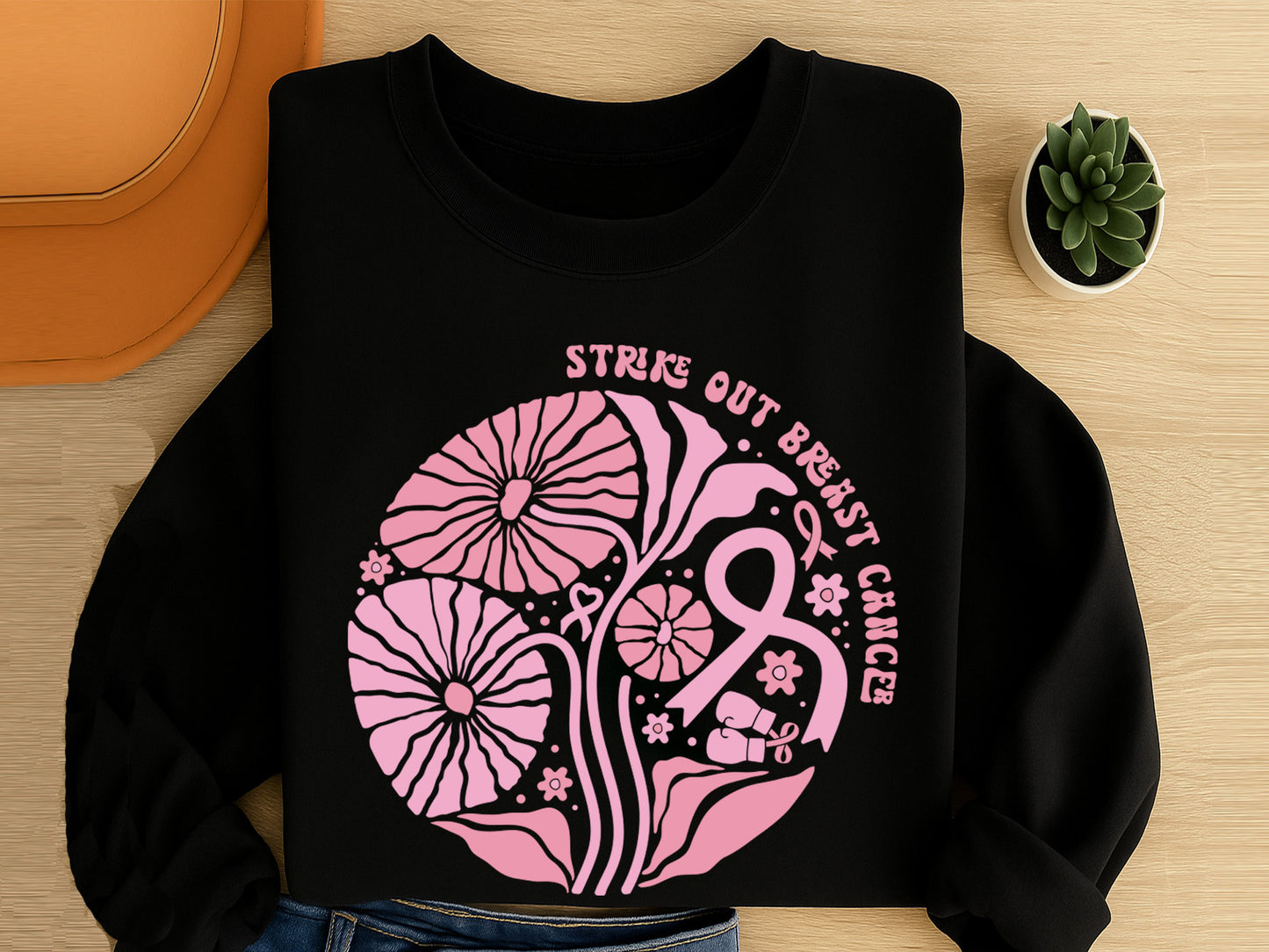 Boho Floral Strike Out Breast Cancer SVG