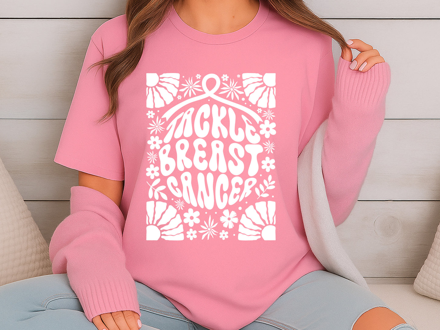 Boho Flower Tackle Breast Cancer SVG