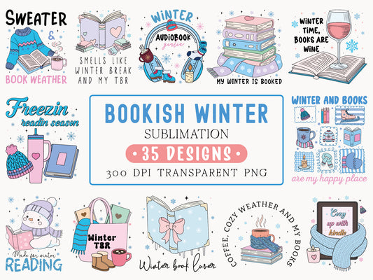 Bookish Winter Sublimation Designs Bundle