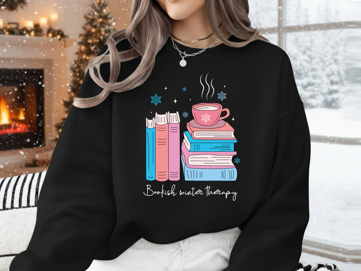 Bookish Winter Therapy Sublimation Design