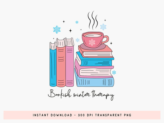 Bookish Winter Therapy Sublimation Design