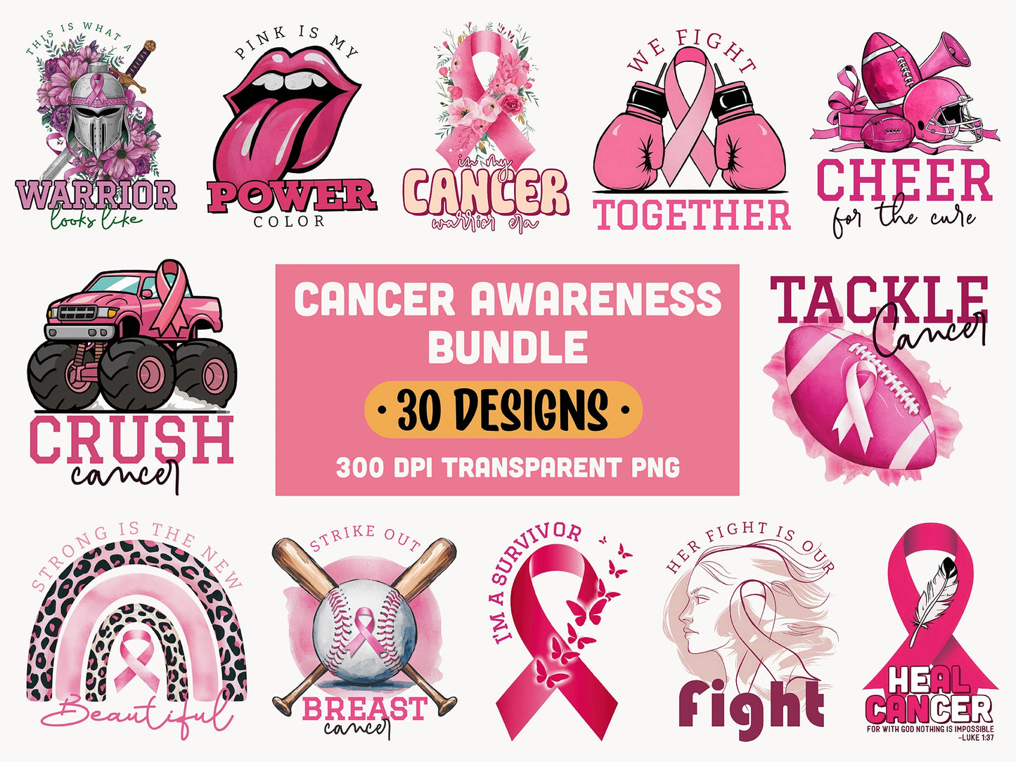 Breast Cancer Sublimation PNG Bundle