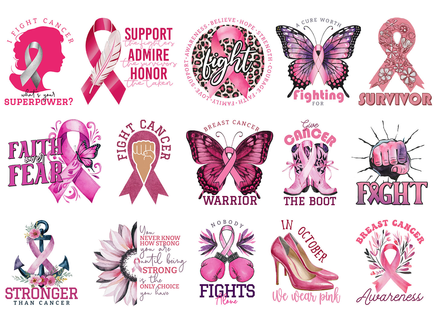 Breast Cancer Sublimation PNG Bundle