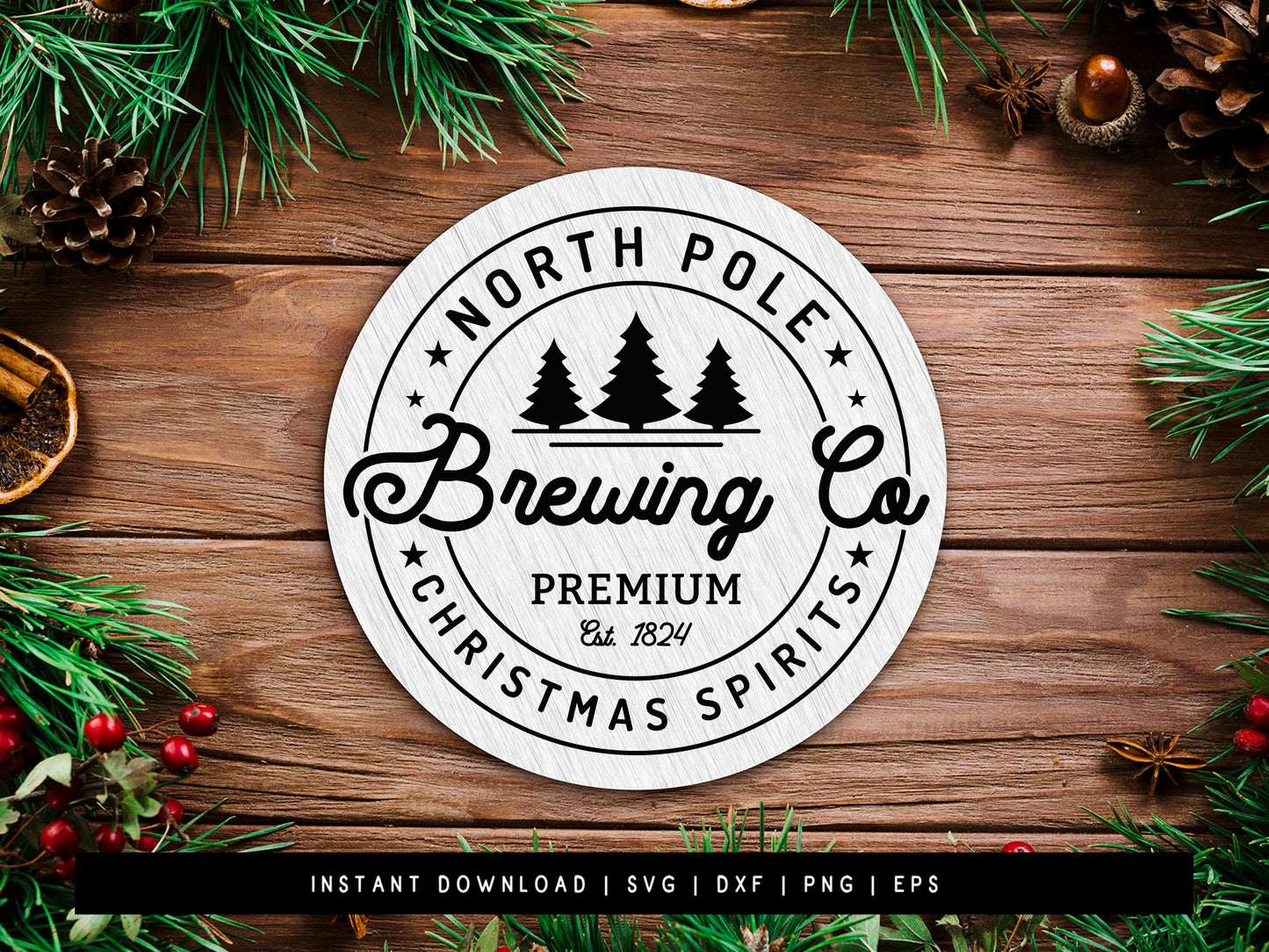 Brewing Co - Round Farmhouse Christmas Sign SVG