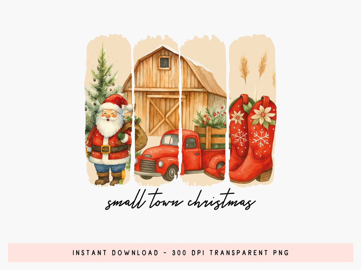 Brush Stroke Small Town Christmas Sublimation