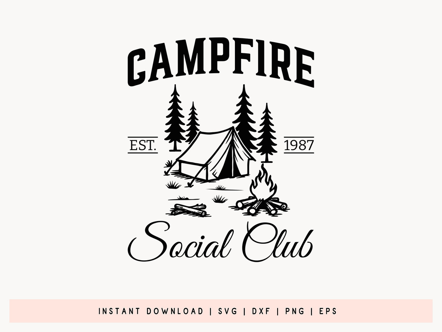 Campfire Social Club, Camping SVG Vector