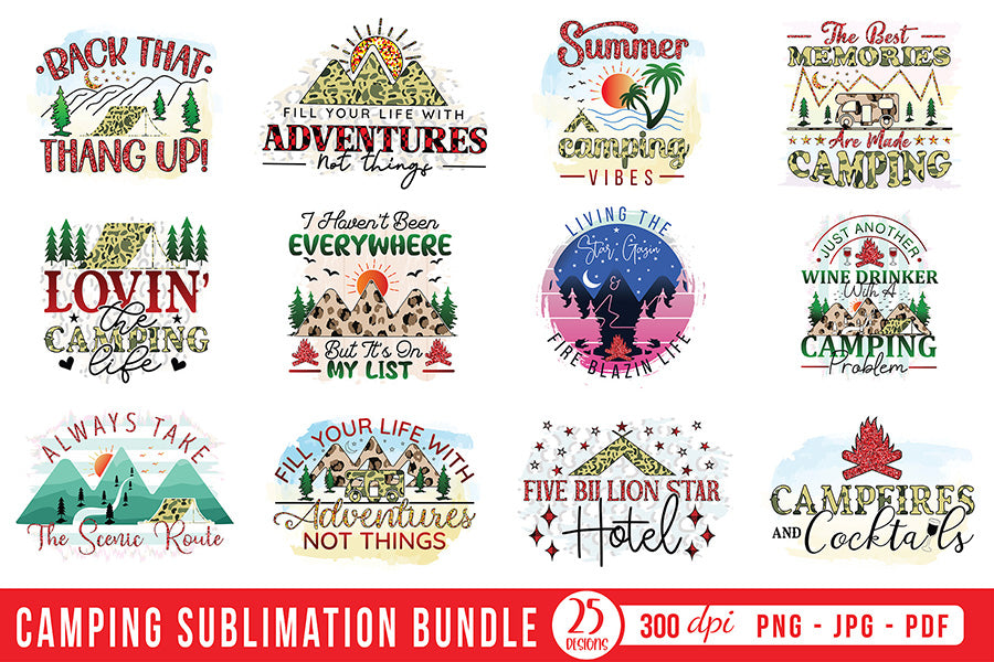 Camping Sublimation Designs Bundle