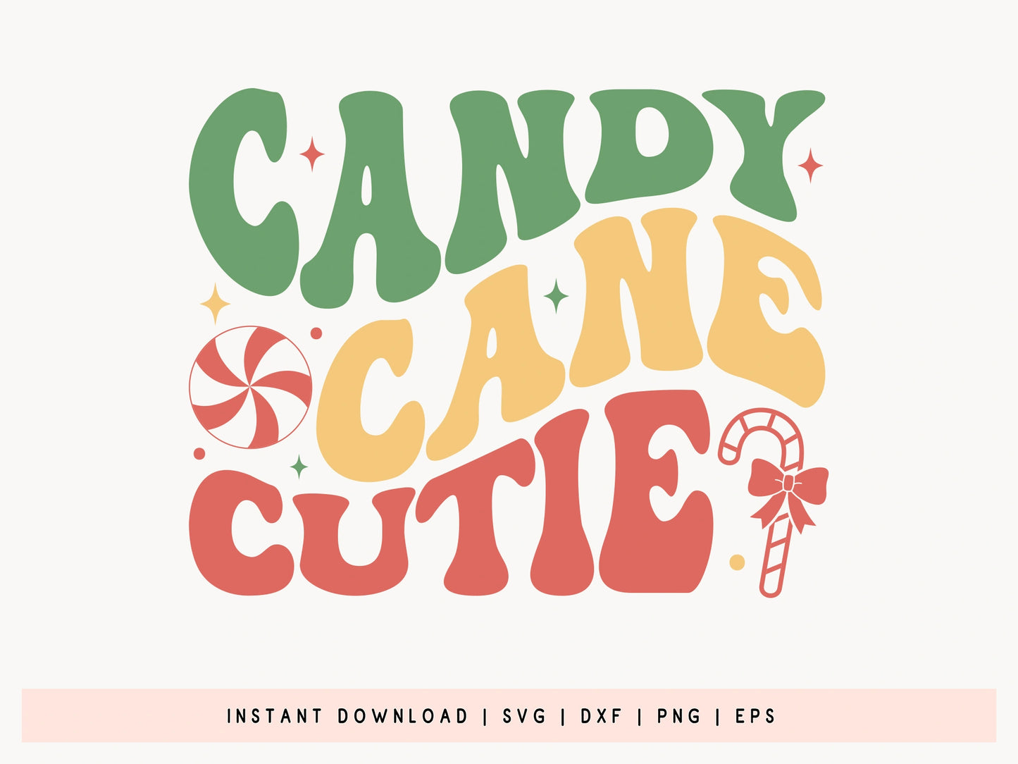 Candy Cane Cutie - Retro Christmas SVG Cut File