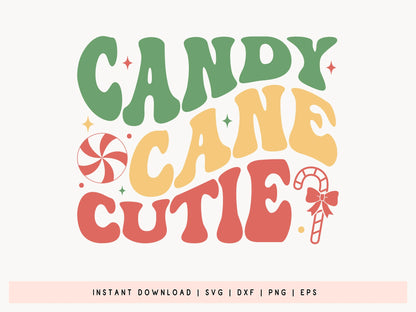 Candy Cane Cutie - Retro Christmas SVG Cut File