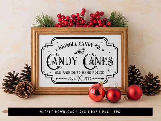 Candy Canes - Farmhouse Christmas Sign SVG Cut File