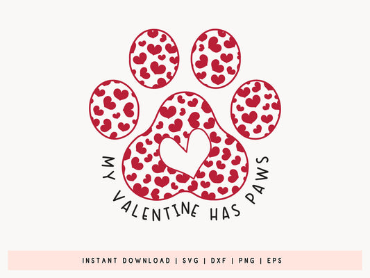 Cat Valentine's SVG Cut File - My Valentine Has Paws