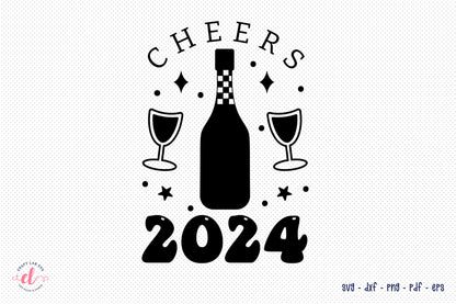 Cheers 2024 SVG Design, New Year T shirt