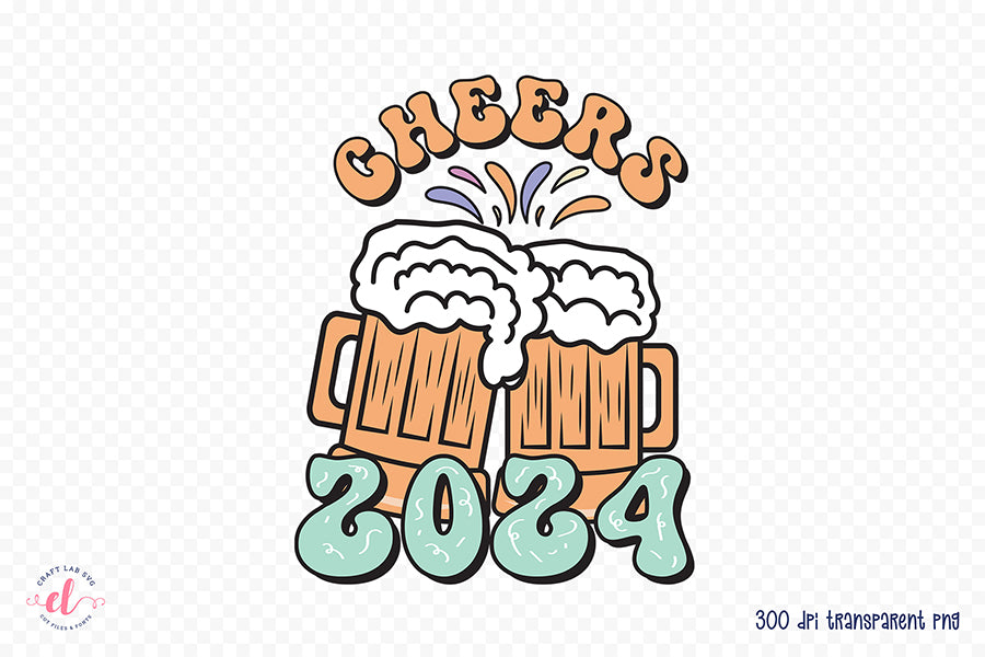 Cheers 2024 Retro New Year Shirt For Sublimation Craft Lab SVG   Cheers2024 RetroNewYearShirtforSublimationPreview01 