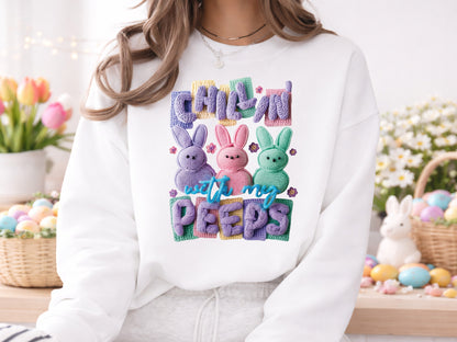 Chillin' With My Peeps, Faux Yarn Easter PNG