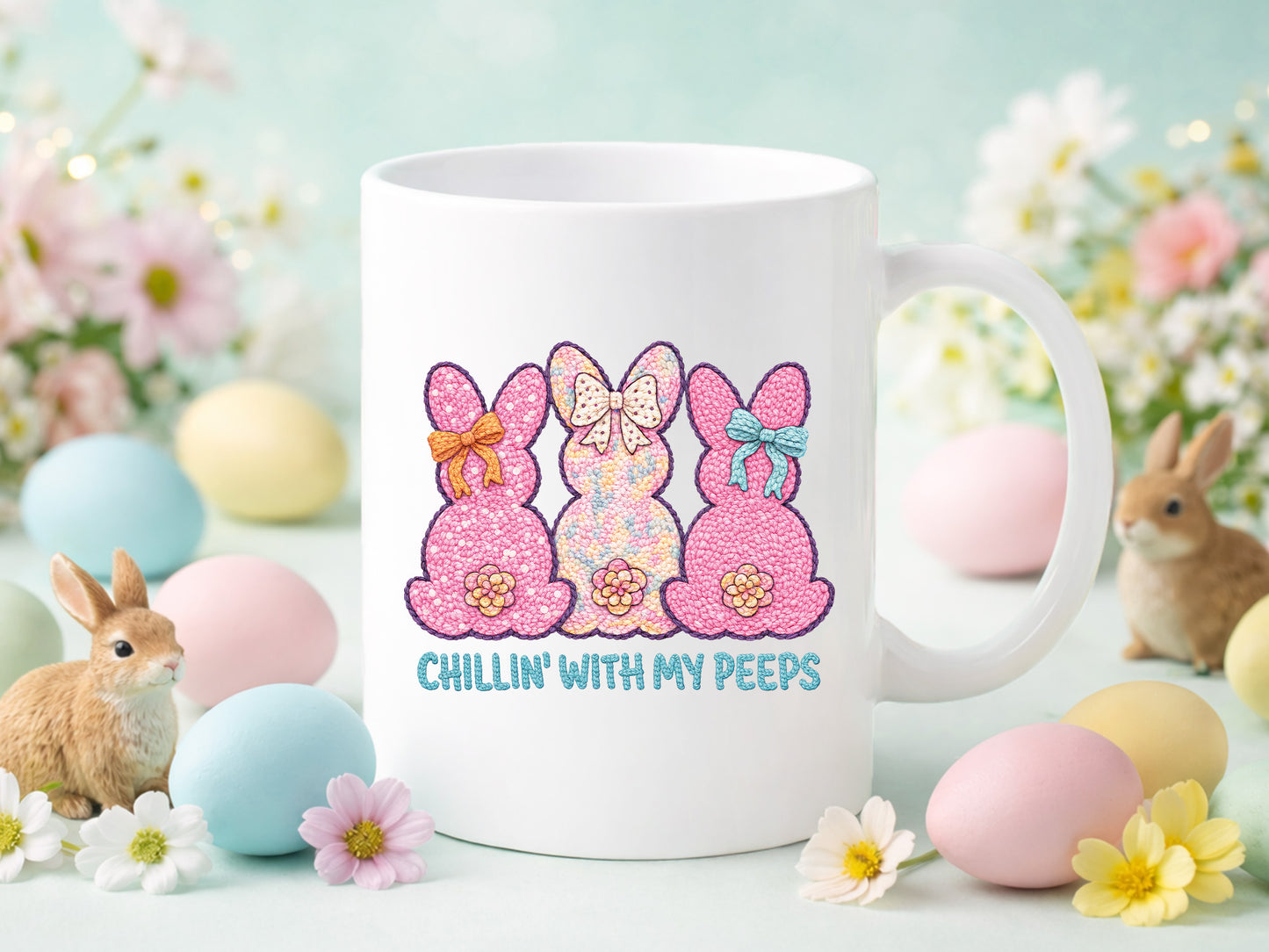 Chillin' with My Peeps, Embroidery Easter PNG