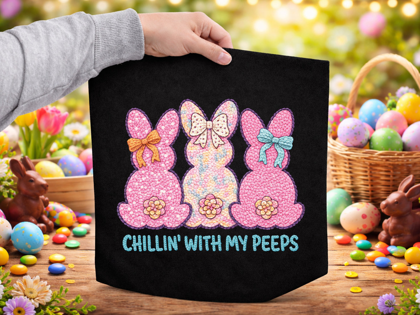 Chillin' with My Peeps, Embroidery Easter PNG
