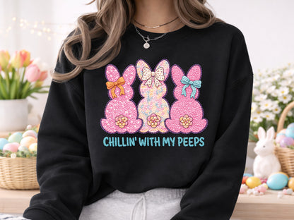 Chillin' with My Peeps, Embroidery Easter PNG