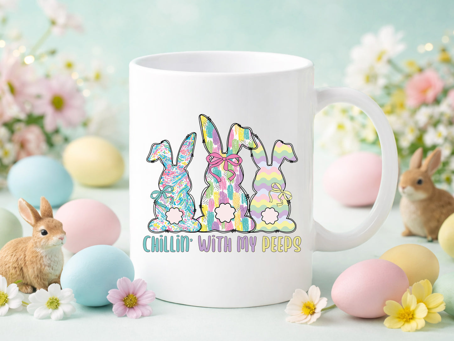 Chillin with My Peeps, Brushstroke Easter Bunny PNG