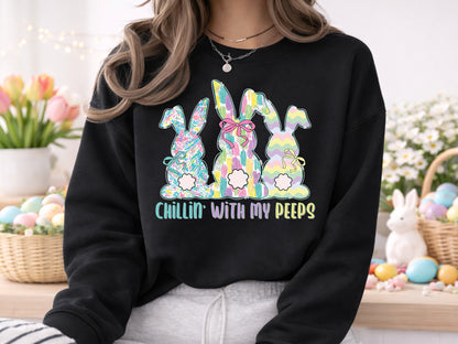 Chillin with My Peeps, Brushstroke Easter Bunny PNG