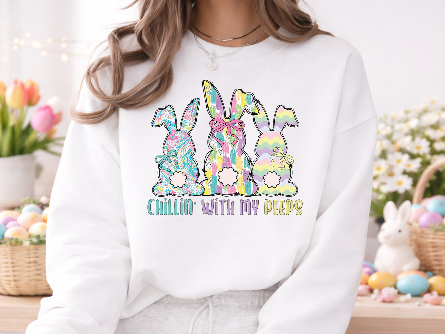 Chillin with My Peeps, Brushstroke Easter Bunny PNG