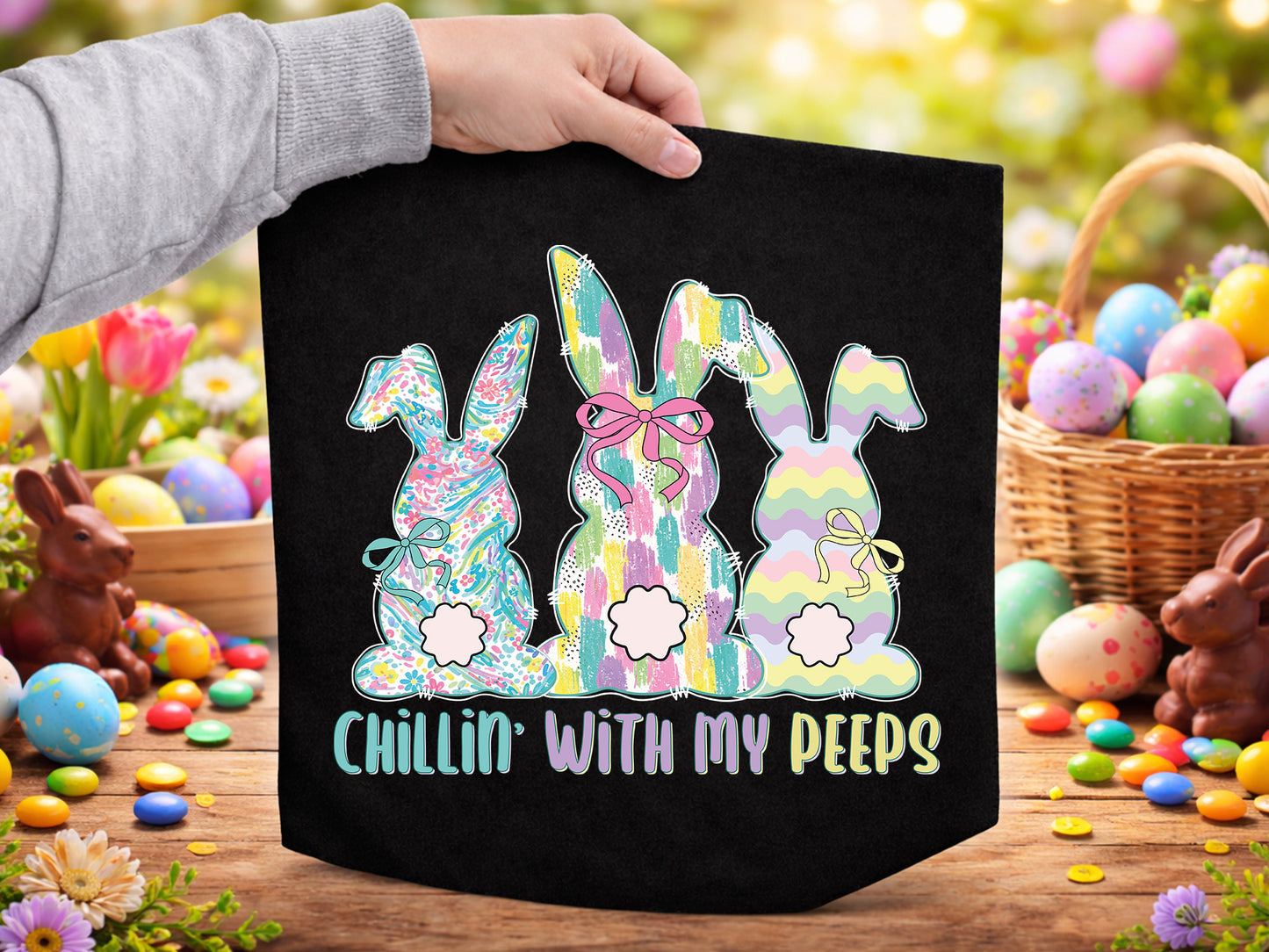 Chillin with My Peeps, Brushstroke Easter Bunny PNG