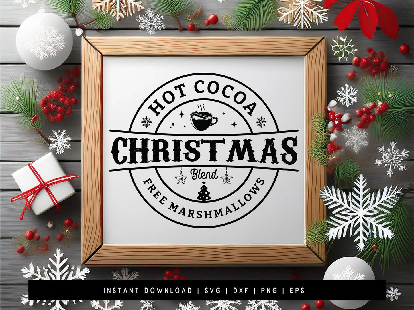 Christmas Blend Hot Cocoa Wood Sign SVG