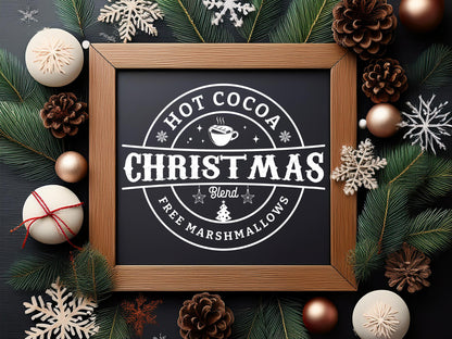 Christmas Blend Hot Cocoa Wood Sign SVG