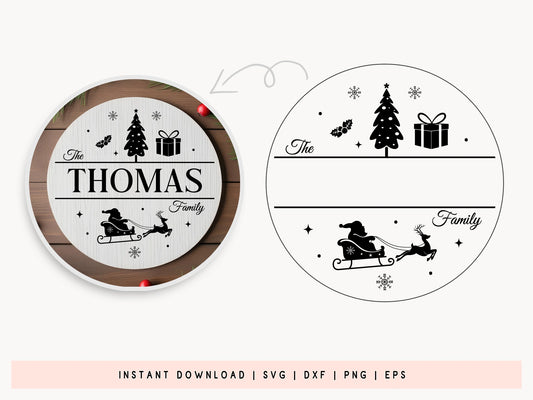 Christmas Family Name Sign SVG Cut File