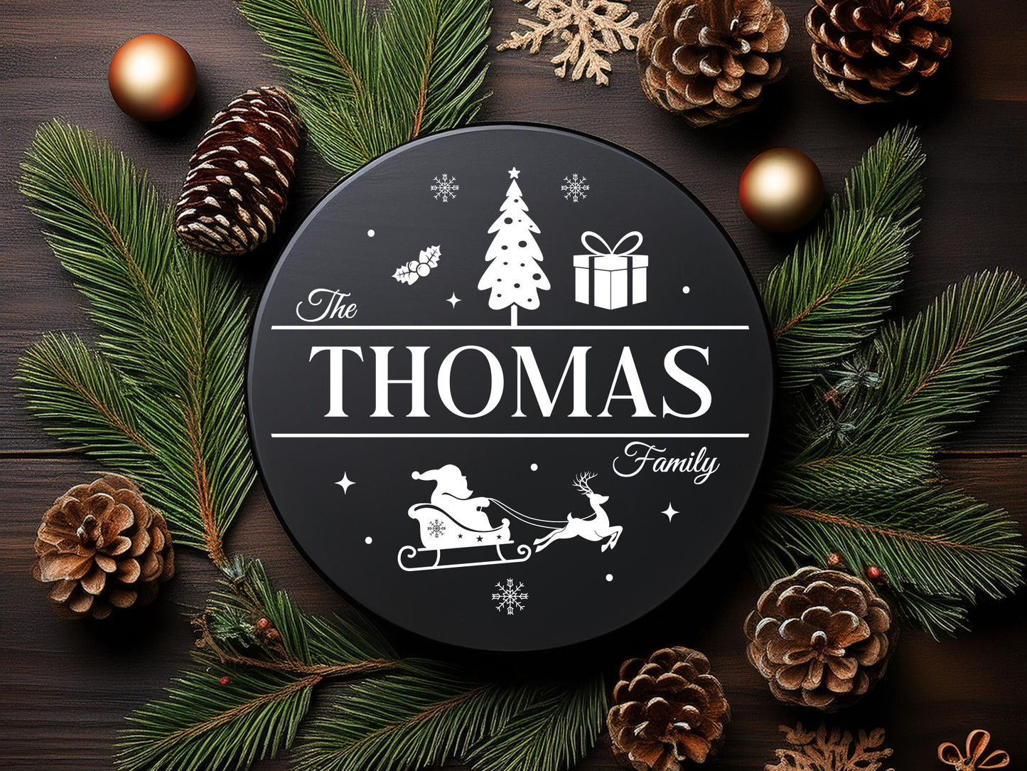 Christmas Family Name Sign SVG Cut File