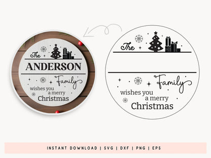 Christmas Family Name Sign SVG Design