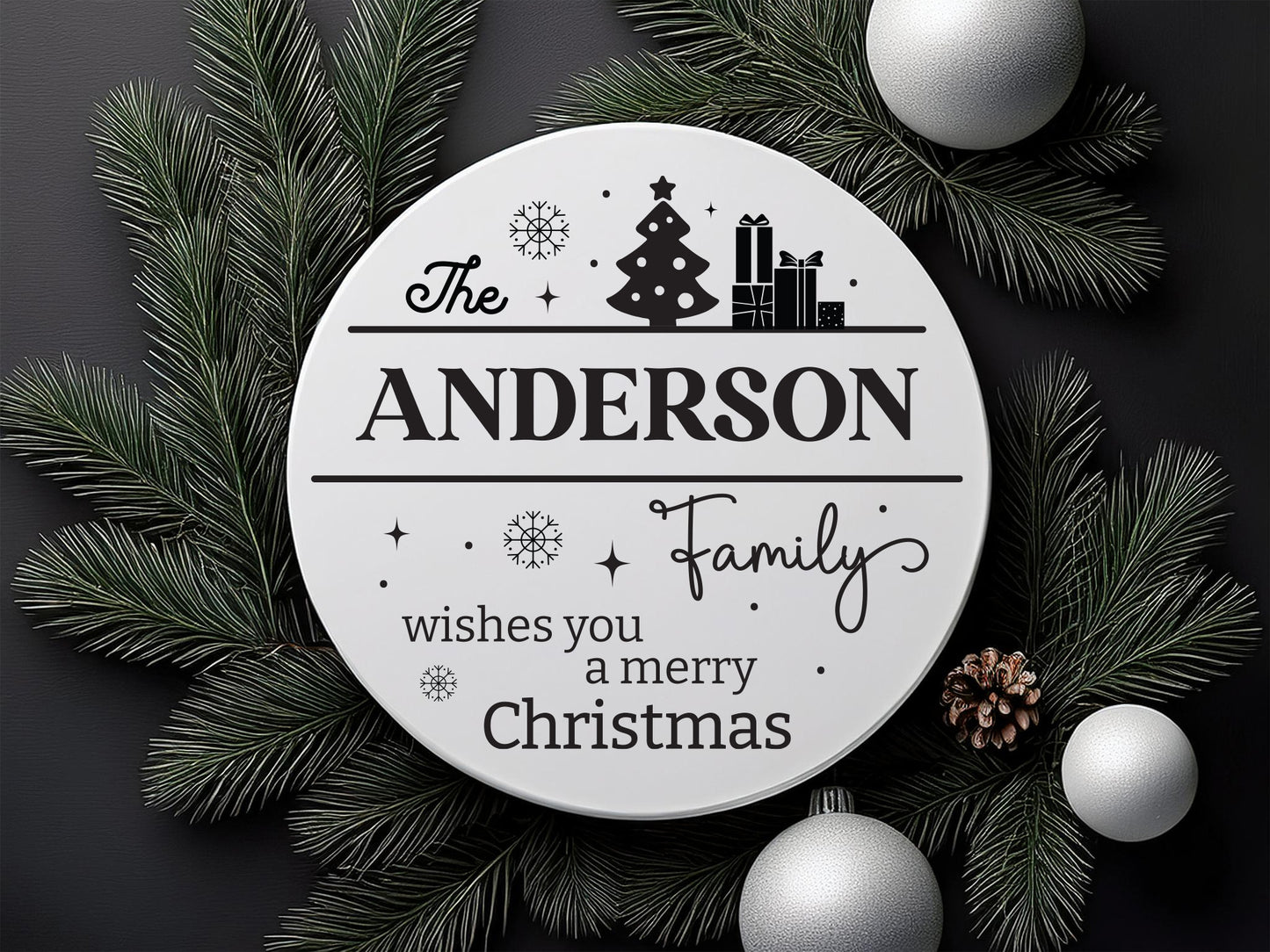 Christmas Family Name Sign SVG Design