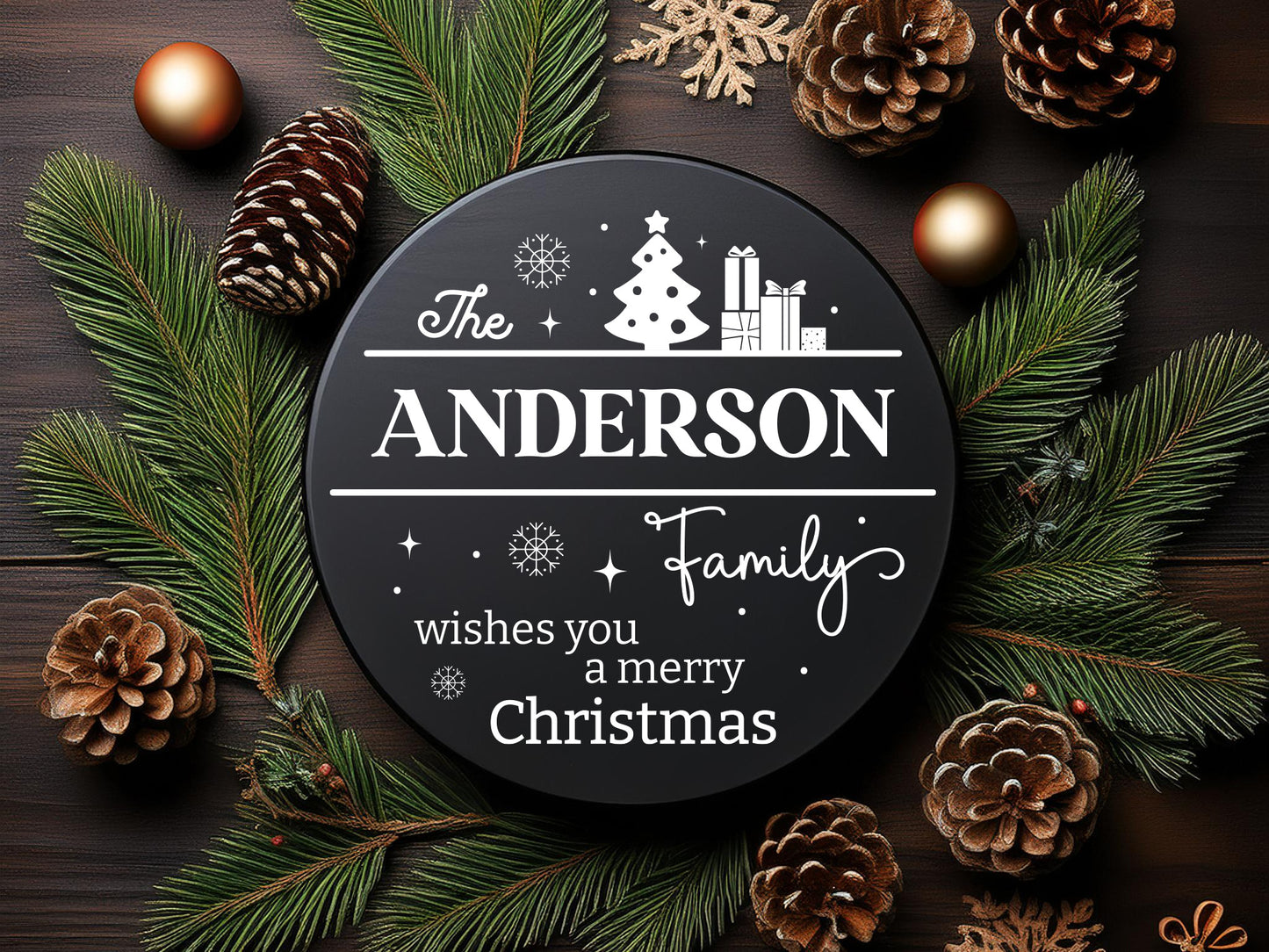 Christmas Family Name Sign SVG Design