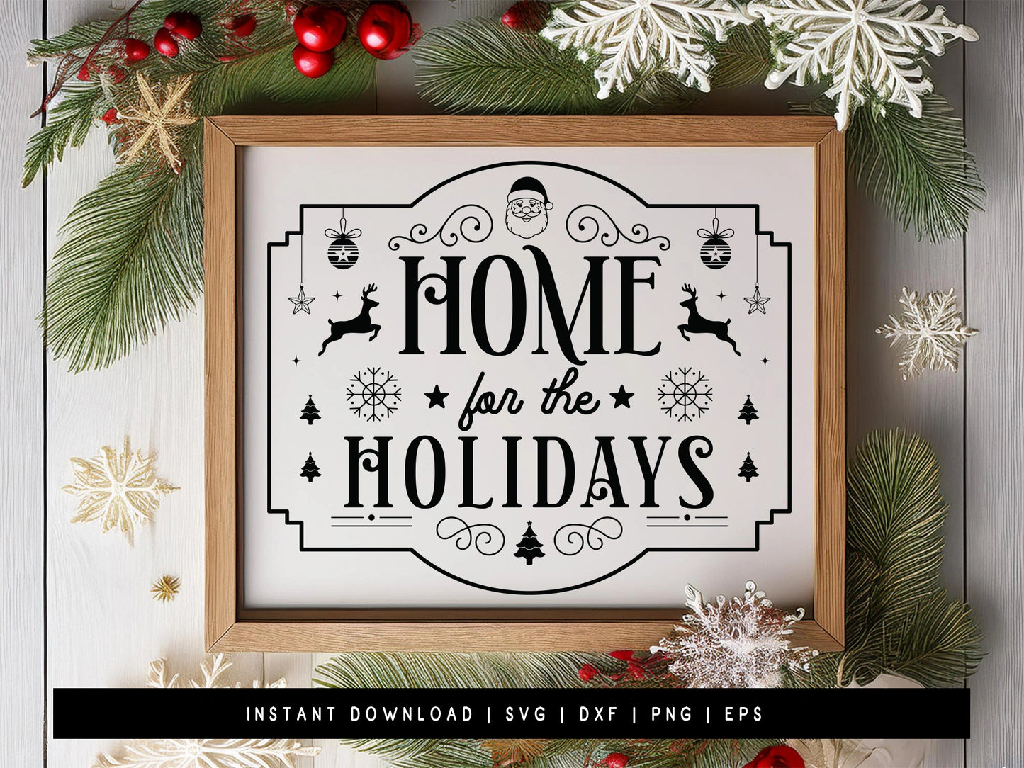 Christmas Farmhouse Sign SVG File - Home for the Holidays