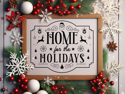 Christmas Farmhouse Sign SVG File - Home for the Holidays