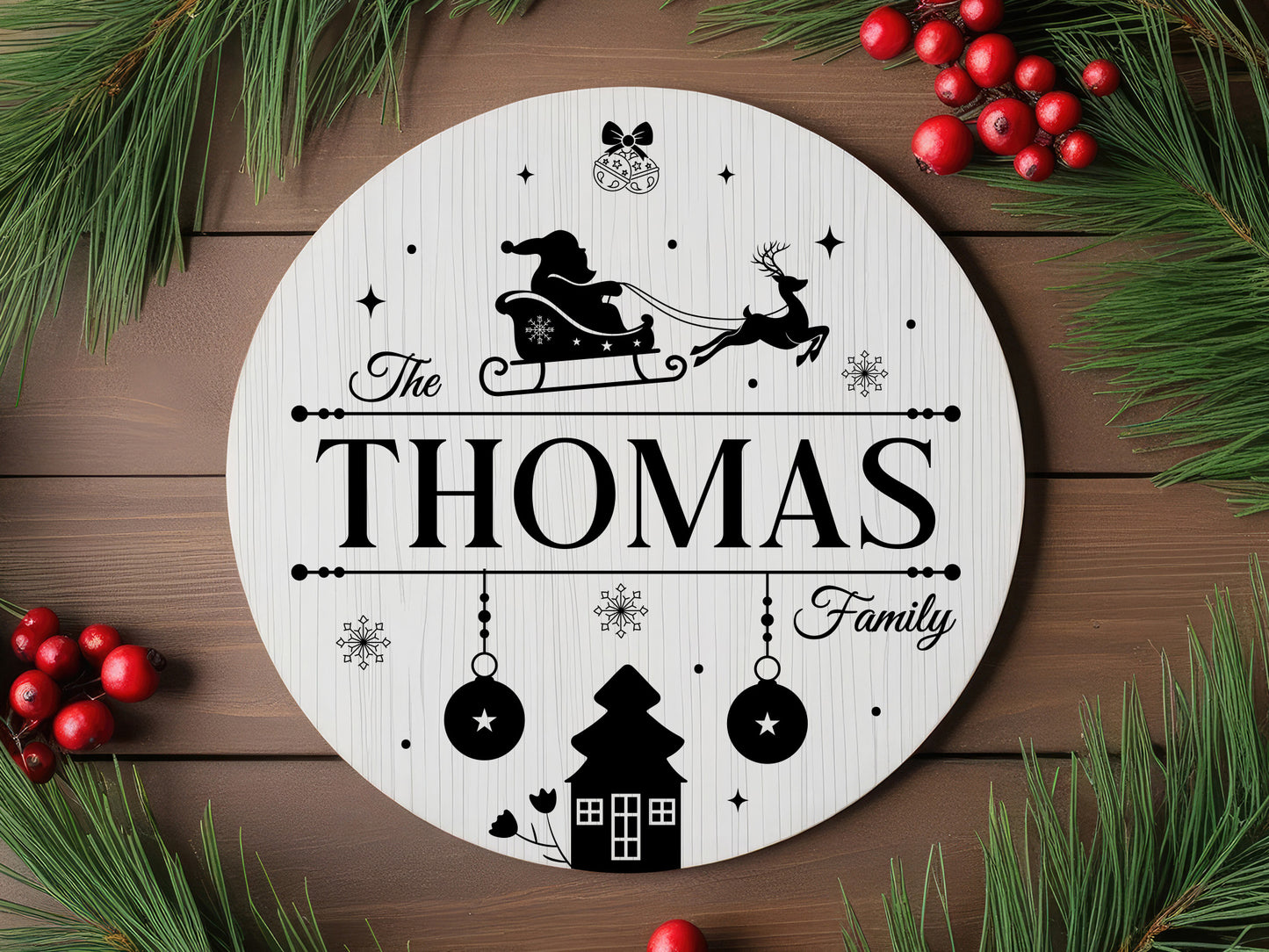 Christmas Personalize Family Name Sign SVG File