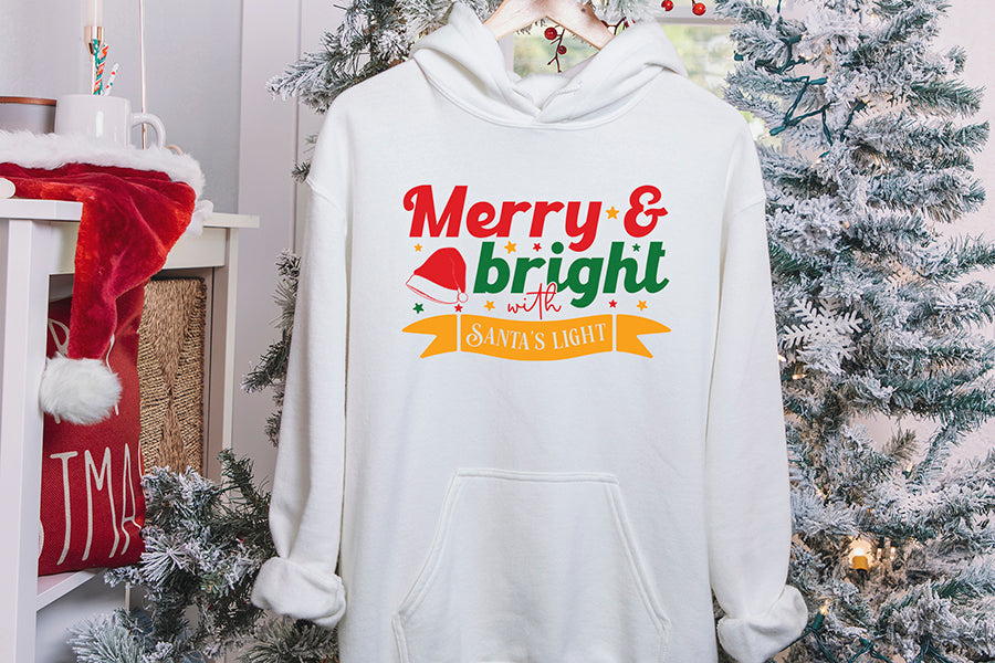 Merry & Bright with Santa's Light, Christmas SVG