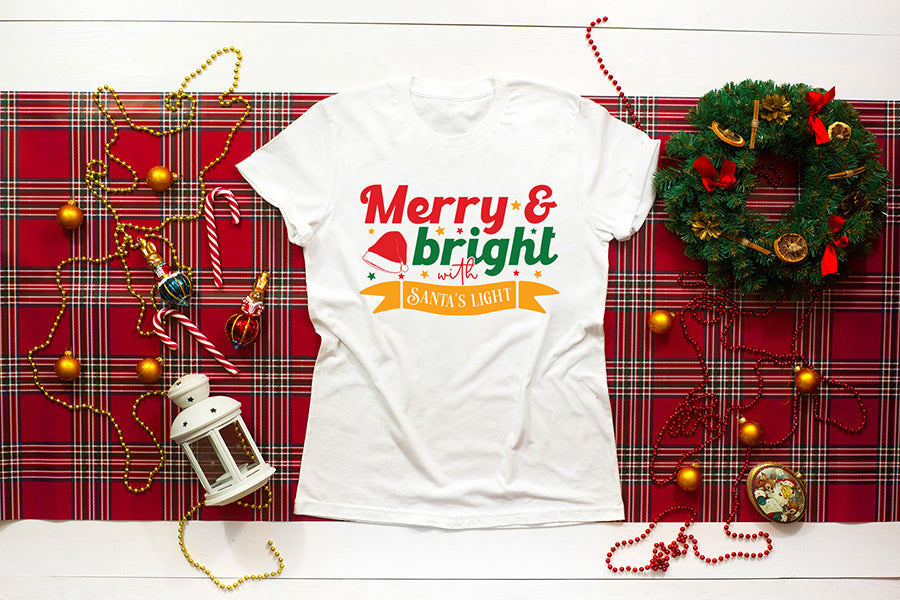 Merry & Bright with Santa's Light, Christmas SVG
