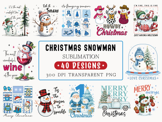 Christmas Snowman Sublimation Designs Bundle