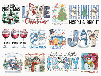 Christmas Snowman Sublimation Designs Bundle