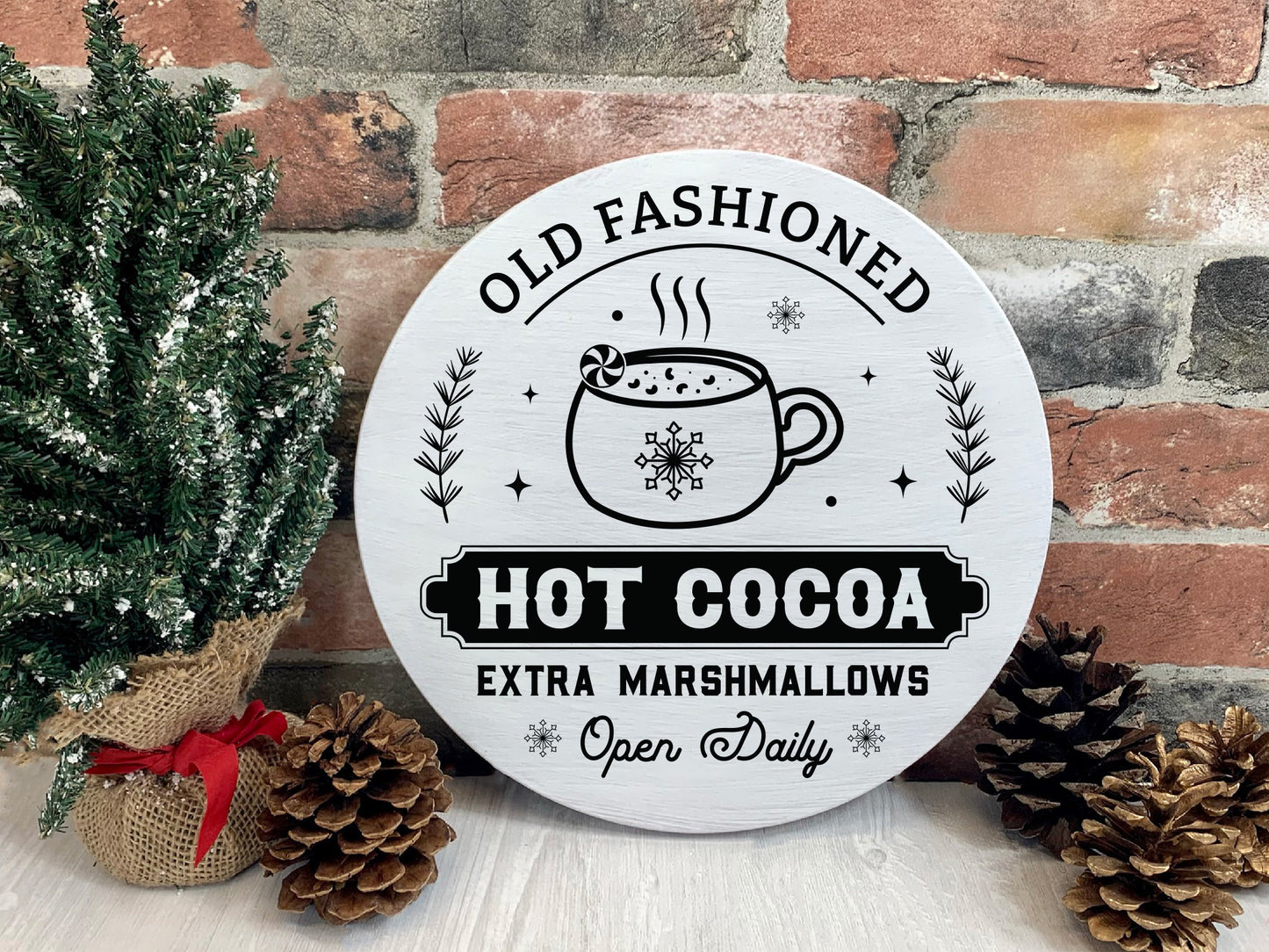 Circle Old Fashioned Hot Cocoa Sign SVG Design