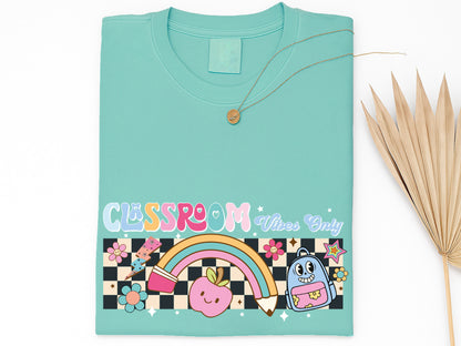 Classroom Vibes Only, Groovy Teacher PNG Sublimation
