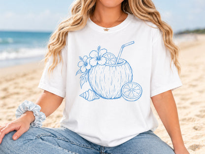 Coastal Seashell Floral Coconut Summer PNG