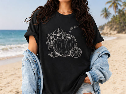 Coastal Seashell Floral Coconut Summer PNG