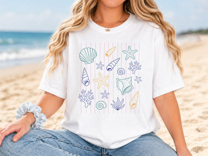 Coastal Seashell Starfish Coral Summer Clipart
