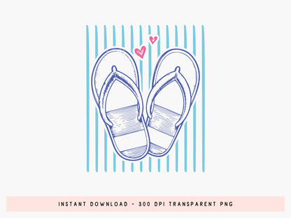 Coastal Summer Flip Flop PNG Clipart
