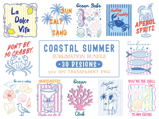 Coastal Summer PNG Sublimation Bundle