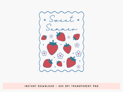 Coastal Sweet Summer Strawberry PNG Design
